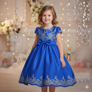 Royal Floral Embroidered Girls Party Wear Frock